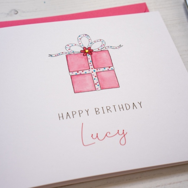 Personalised Birthday Card - Pink Present